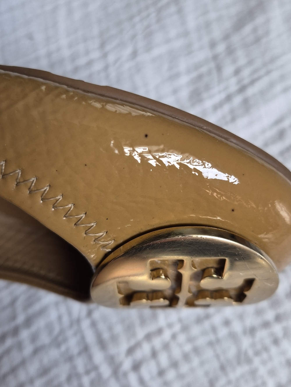 Tory Burch Reva Ballet Flats, Tan Patent  Leather, Size 7.5, GUC - Picture 9 of 13